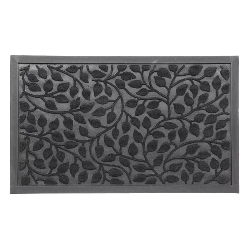 Tappeto d‘ingresso antiscivolo (45 x 75 cm) Foglie Nero
