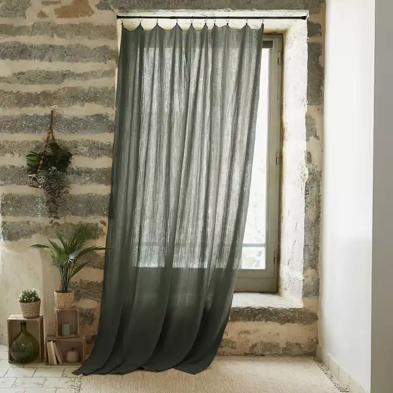Tenda garza di cotone regolabile (180 x max 300 cm) Gaïa Verde rosmarino