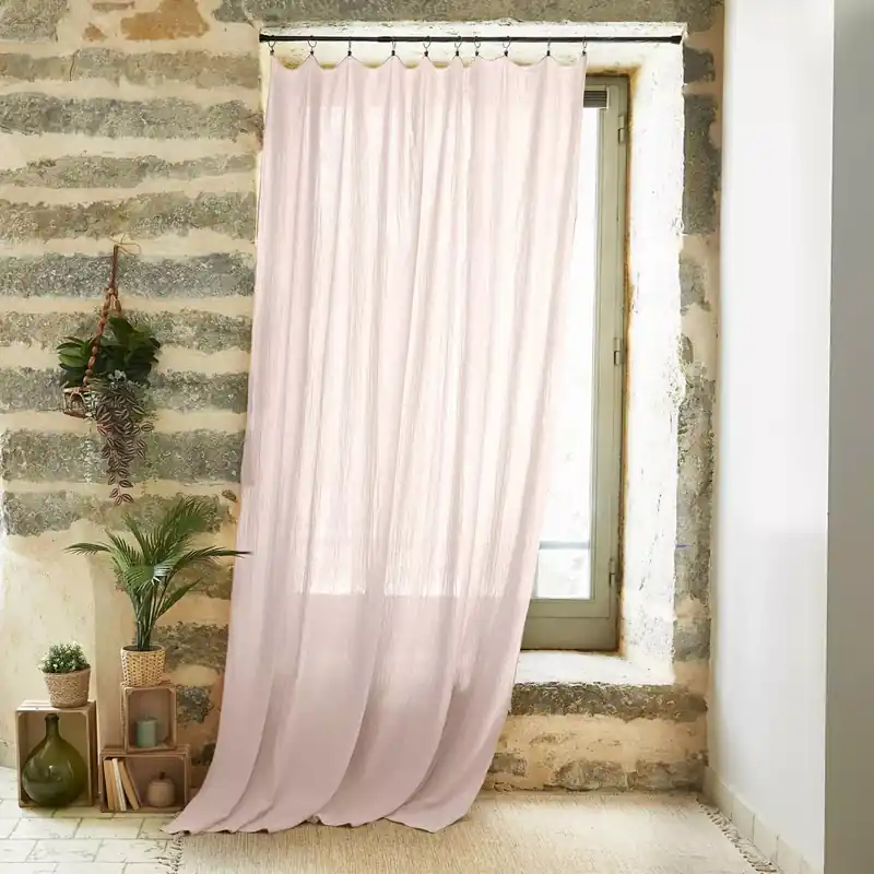 Tenda garza di cotone regolabile (140 x max 300 cm) Gaïa Rosa cipria