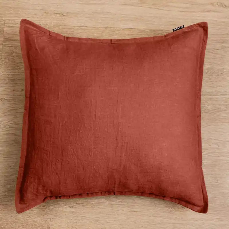 Federa quadrata lino lavato (80 cm) Louise Terracotta
