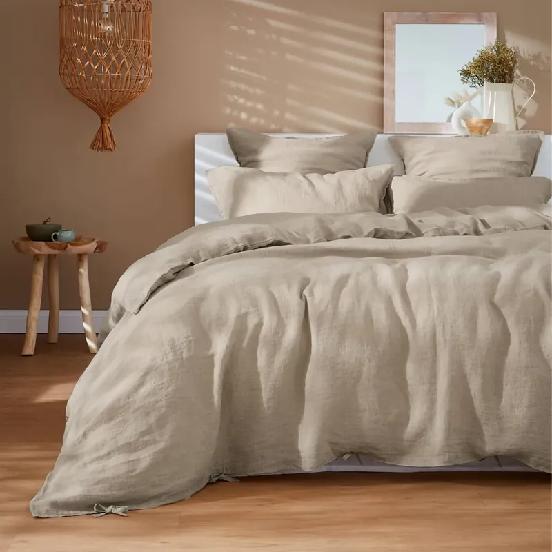Copripiumino lino lavato (240 cm) Louise Beige