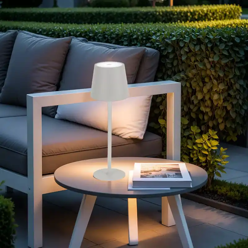 Lampada da tavolo senza fili ricaricabile USB 48 LED (H37 cm) Brooklyn Bianco