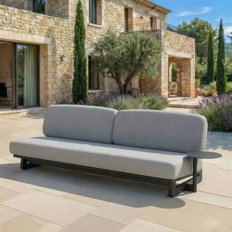 Divano da giardino in alluminio a 3 posti Long Beach Grigio antracite e grigio chiaro