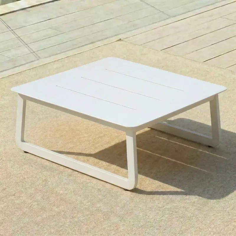 Tavolino da giardino quadrato in alluminio (85 x 85 cm) Long Beach Bianco cenere