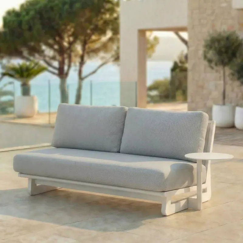 Divano da giardino in alluminio 2 posti Long Beach Bianco cenere e grigio chiaro