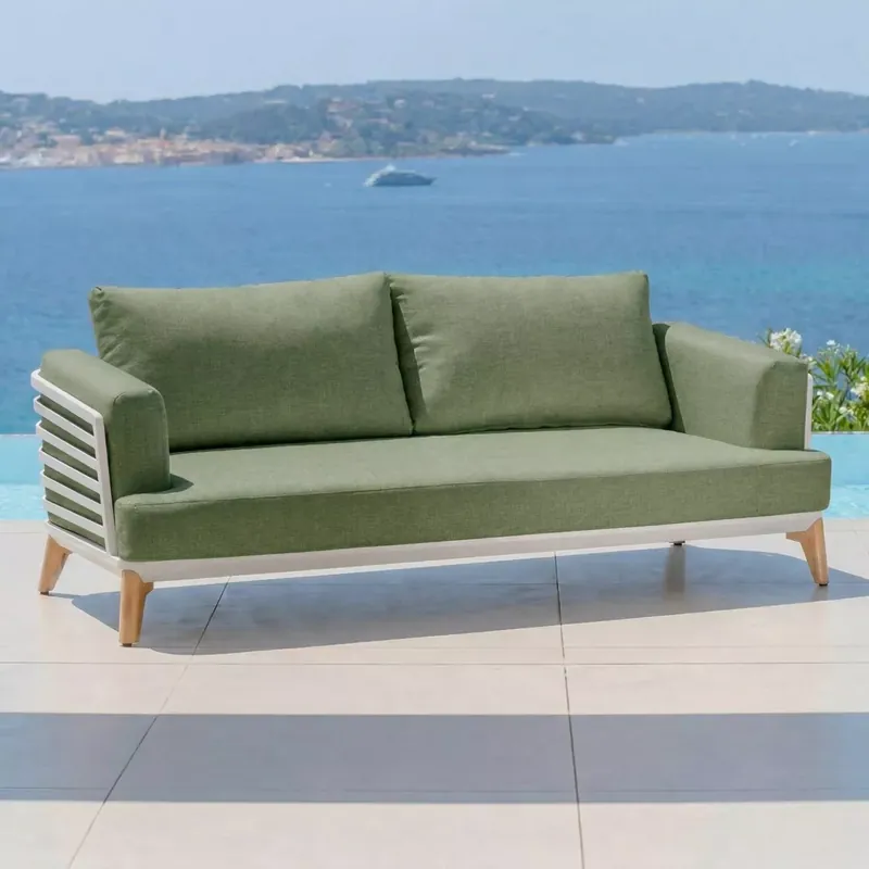 Divano da giardino in alluminio 2 posti Monte Carlo Bianco e verde rosmarino