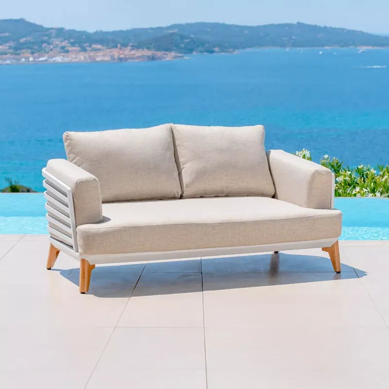 Divano da giardino in alluminio 2 posti Monte Carlo Bianco e tortora