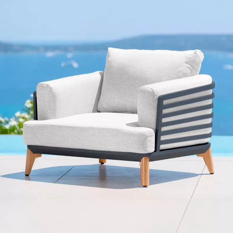 Poltrona da giardino in alluminio Monte Carlo Grigio antracite e grigio chiaro