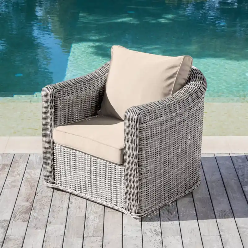 Poltrona da giardino in resina intrecciata Calvi Grigio e tortora