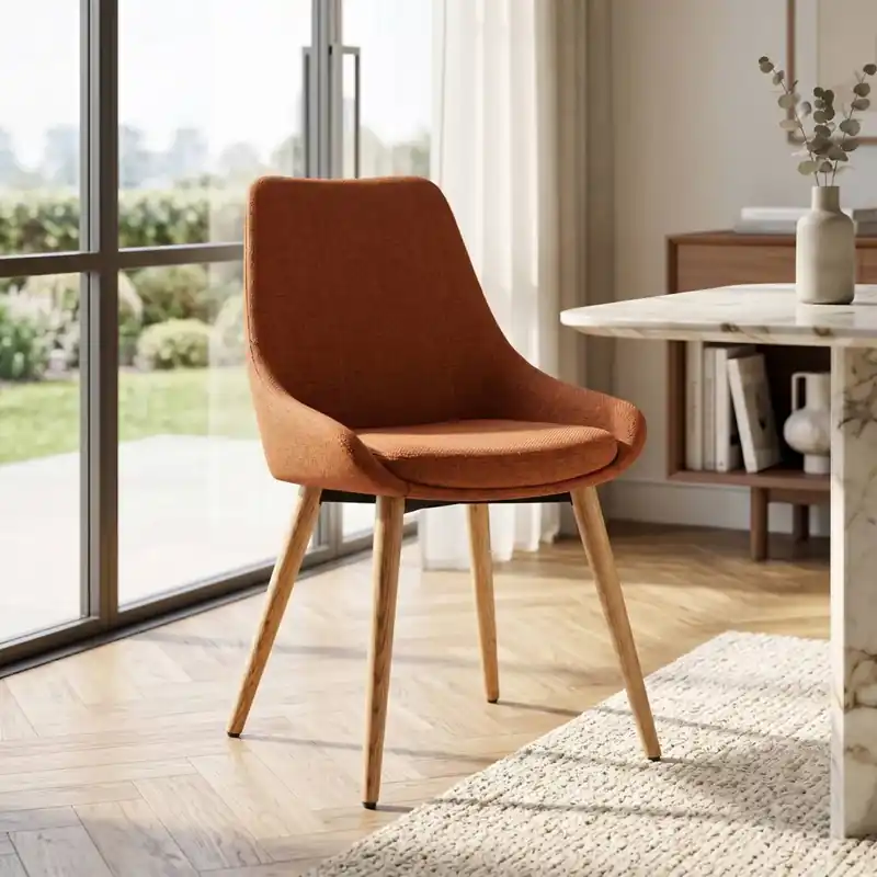Set di 2 sedie da pranzo in tessuto (seduta 47 cm) Juno Cognac