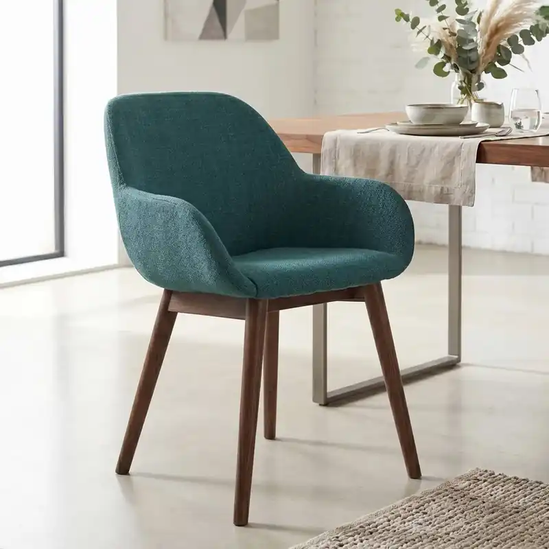 Set di 2 sedie da pranzo in tessuto (seduta 48 cm) Elia Verde smeraldo