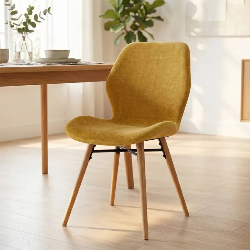 Set di 2 sedie da pranzo in tessuto testurizzato (seduta 46 cm) Malika Giallo senape