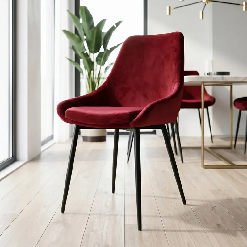 Set di 2 sedie da pranzo in velluto (seduta 47 cm) Juno Rosso