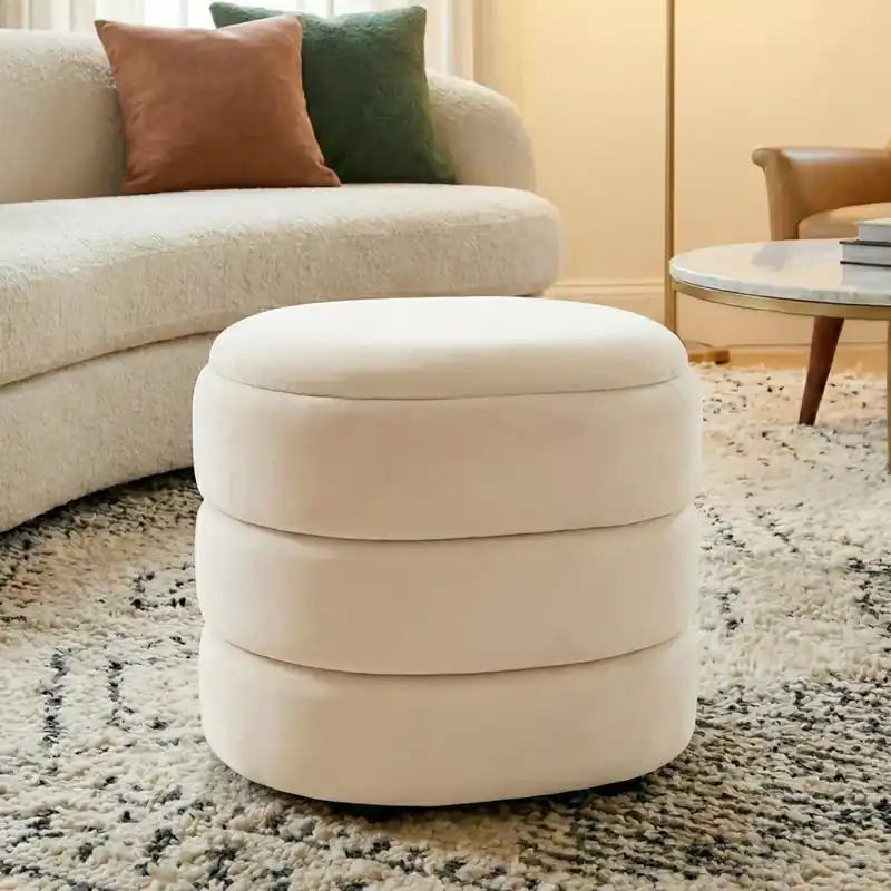 Pouf contenitore (H38 cm) Kilène Bianco