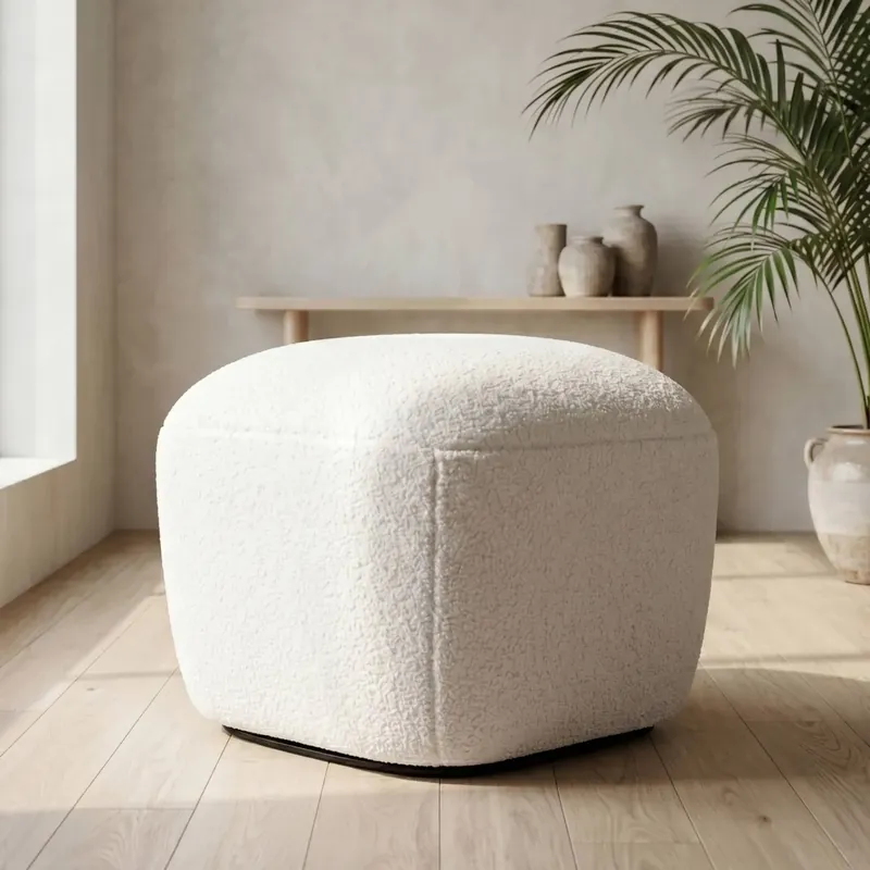 Pouf in bouclé (H43 cm) Nyxor Ecru