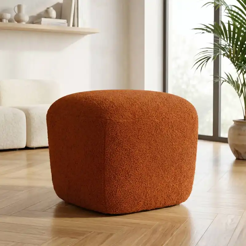 Pouf in bouclé (H43 cm) Nyxor Terracotta