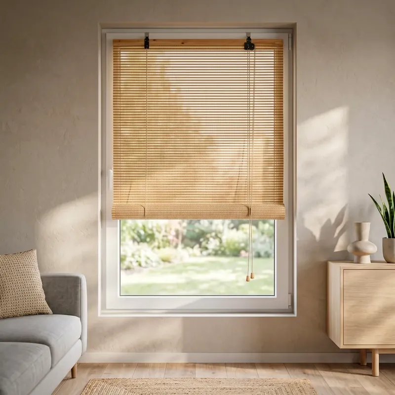 Tenda a rullo con lamelle (120 x 180 cm) Bambù Beige