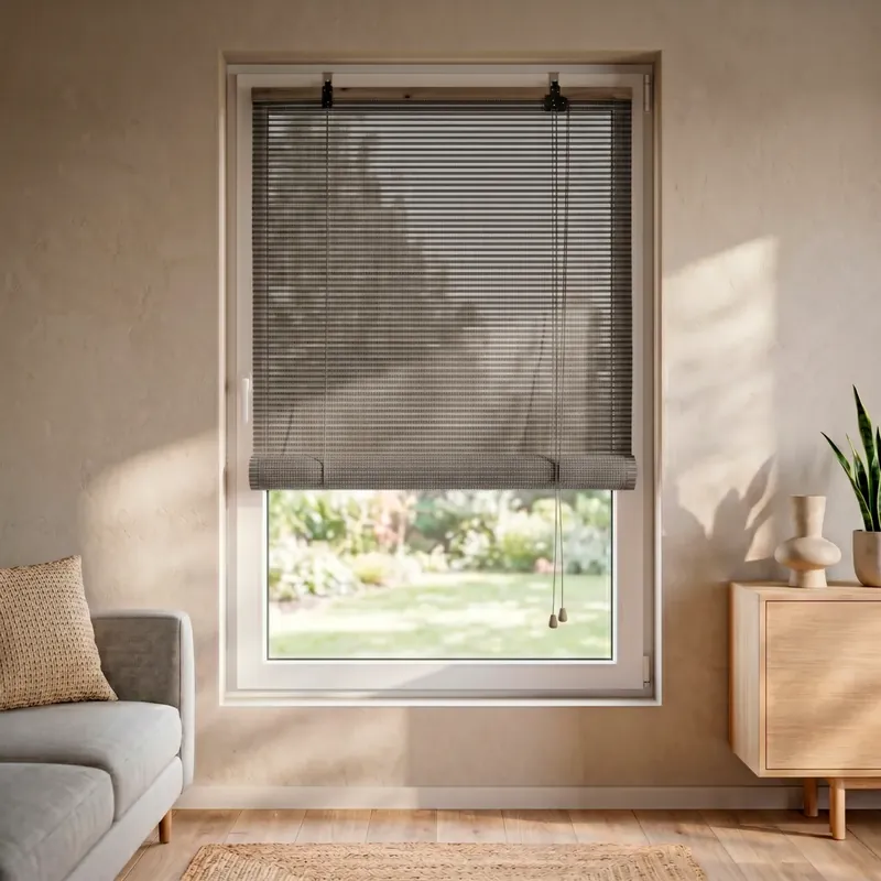 Tenda a rullo con lamelle (90 x 180 cm) Bambù Grigio chiaro / Grigio scuro
