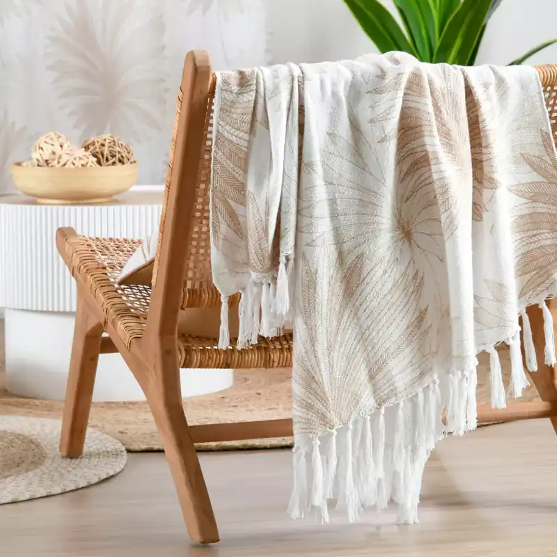 Plaid in cotone (125 x 150 cm) Mekong Beige