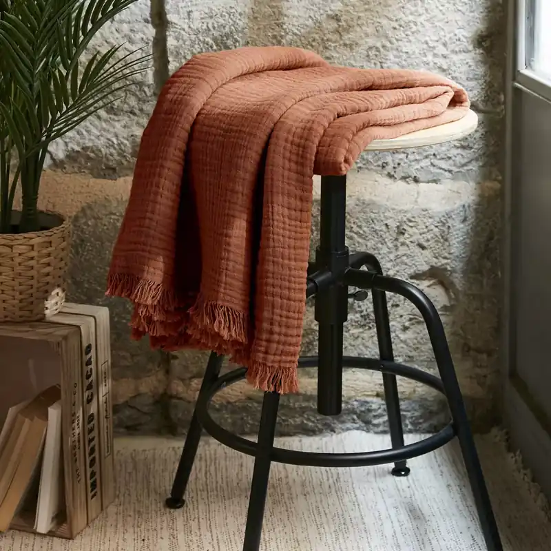 Plaid garza di cotone (160 cm) Gaïa Terracotta