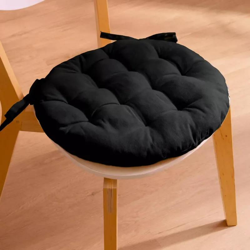 Cuscino rotondo per sedia in cotone (40 cm) Pixel Nero