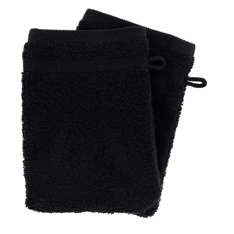 Set di 2 guanti da bagno in cotone (15 x 21 cm) Timeless Nero