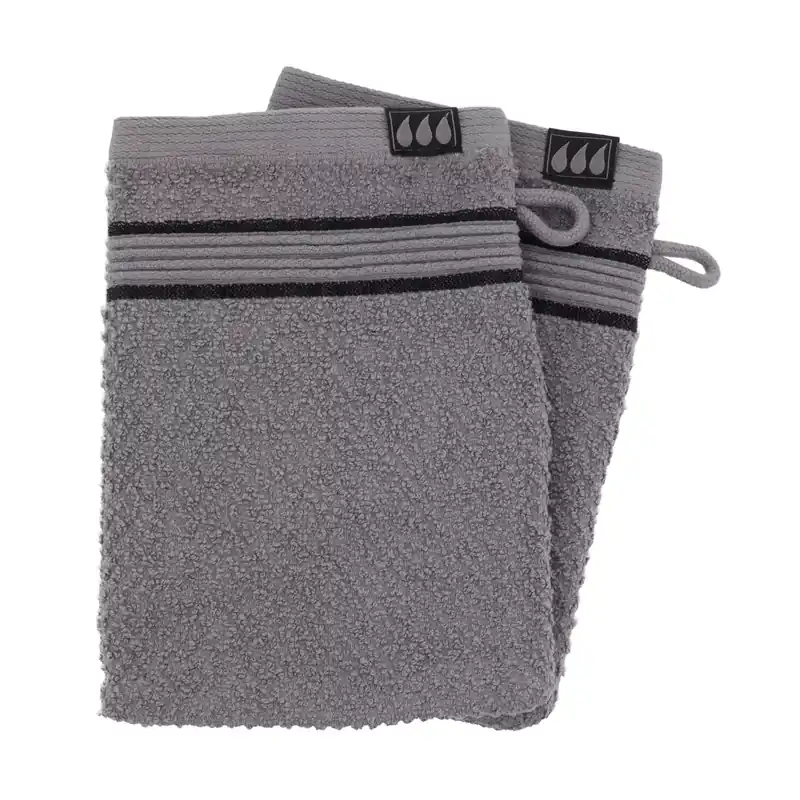 Set di due guanti in spugna di cotone Black Line Grigio / nero