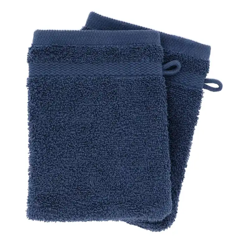 Set di 2 guanti da bagno in cotone (15 x 21 cm) Timeless Blu marino