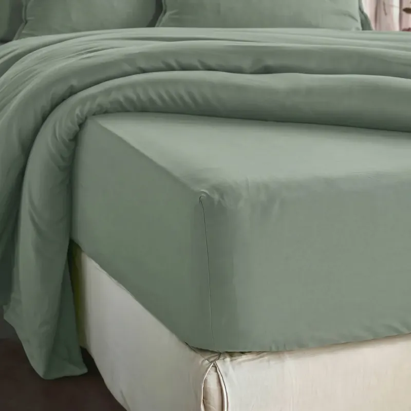 Lenzuolo con angoli in lyocell Tencel™ (140 x 200 cm) Olivia Verde eucalipto