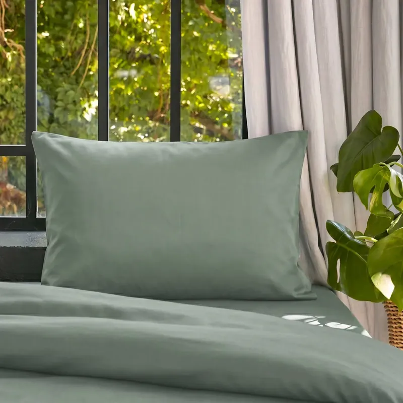 Federa cuscino letto rettangolare in lyocell Tencel™ lavato (50 x 80 cm) Olivia Verde eucalipto