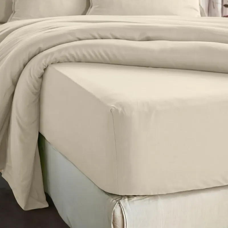 Lenzuolo con angoli in lyocell Tencel™ (200 x 200 cm) Olivia Beige pampa