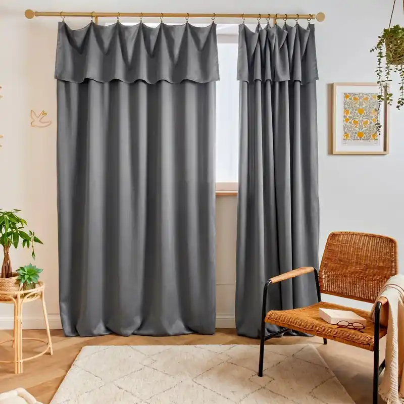 Tenda lyocell Tencel™ regolabile (140 x max 270 cm) Olivia Grigio granito
