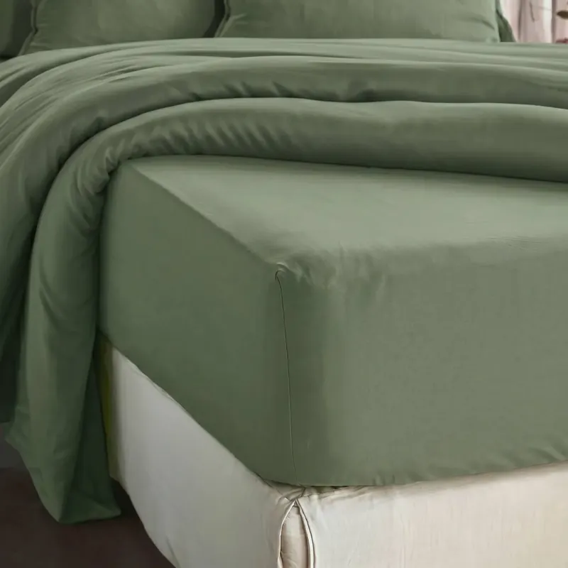 Lenzuolo con angoli in lyocell Tencel™ (90 x 200 cm) Olivia Rosmarino Verde
