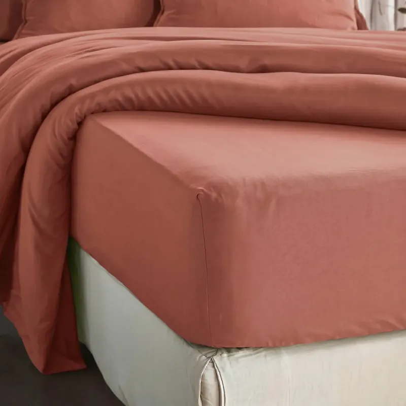 Lenzuolo con angoli in lyocell Tencel™ (160 x 200 cm) Olivia Terracotta
