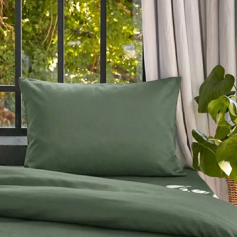 Federa cuscino letto rettangolare in lyocell Tencel™ lavato (50 x 80 cm) Olivia Verde rosmarino