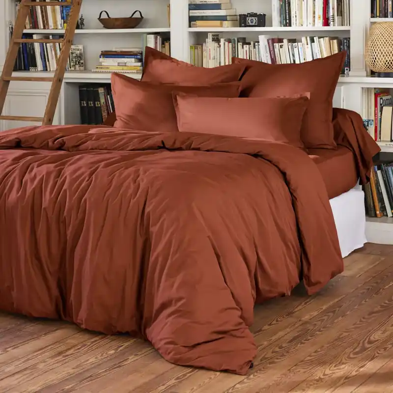 Copripiumino percalle di cotone (260 cm) Cali Terracotta