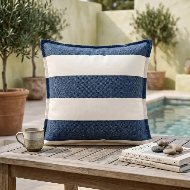 Copricuscino da esterno quadrato idrorepellente (45 x 45 cm) Noa Blu mezzanotte