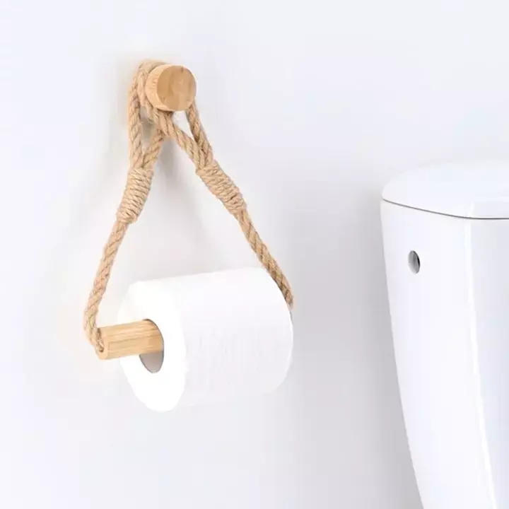 Portarotolo wc adesivo bambù e corda Easy Chic Naturale