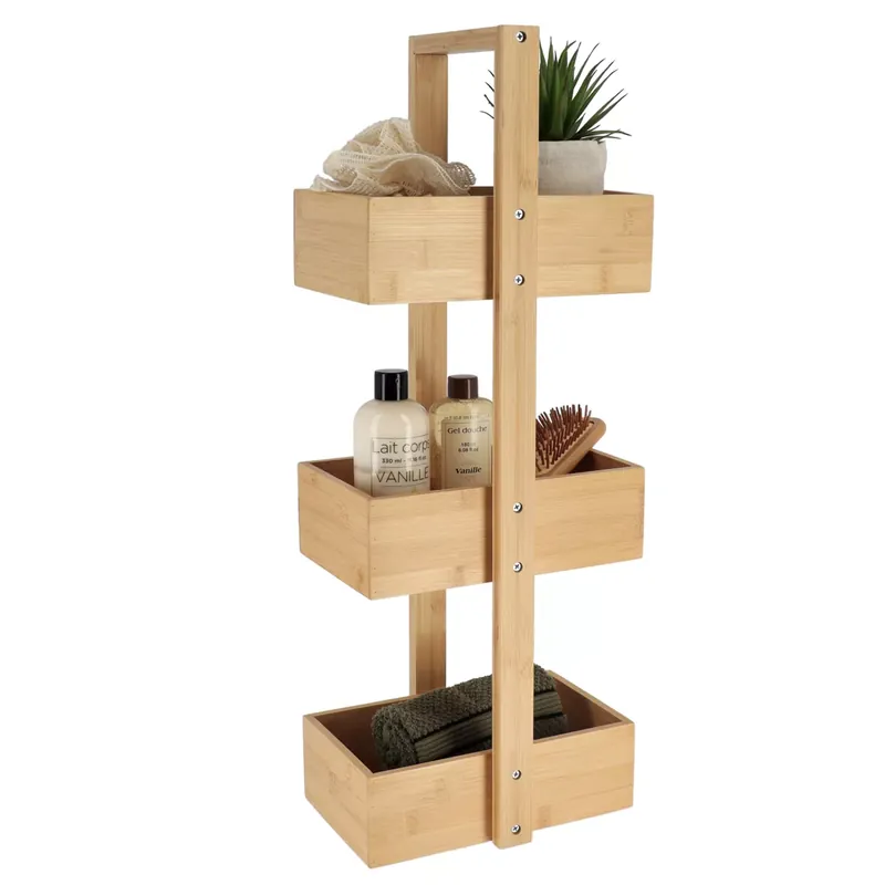 Scaffale da bagno 3 livelli (H66 cm) Bambù Naturale