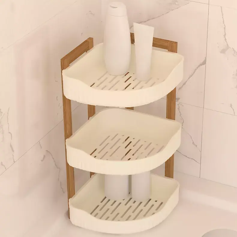 Scaffale angolare per bagno a 3 livelli (H45 cm) Natureo Bianco