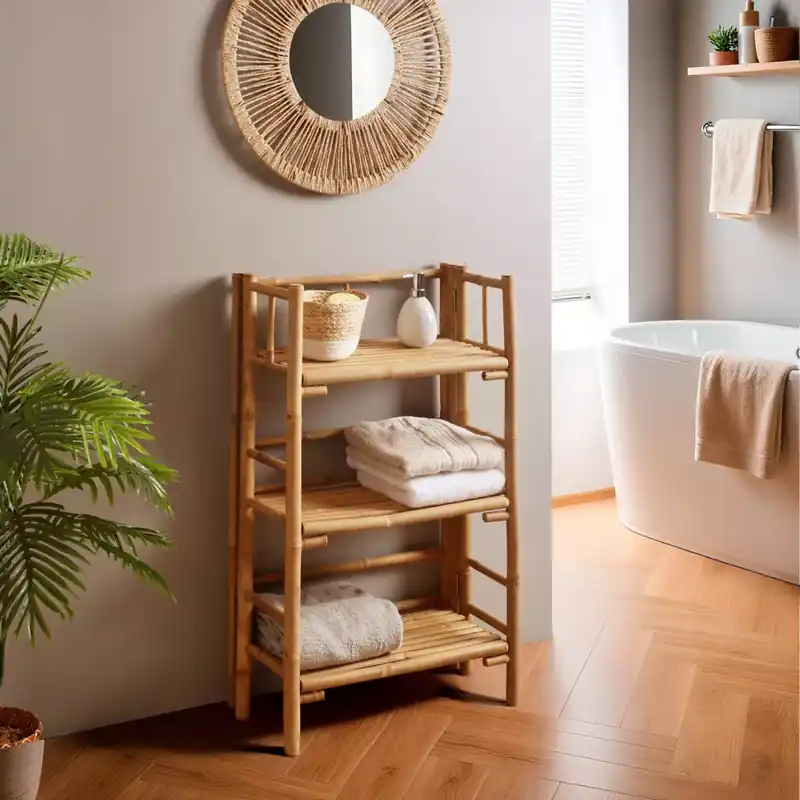 Mobiletto ripiegabile in bambù 3 ripiani (56 x H90 cm) Hanoï