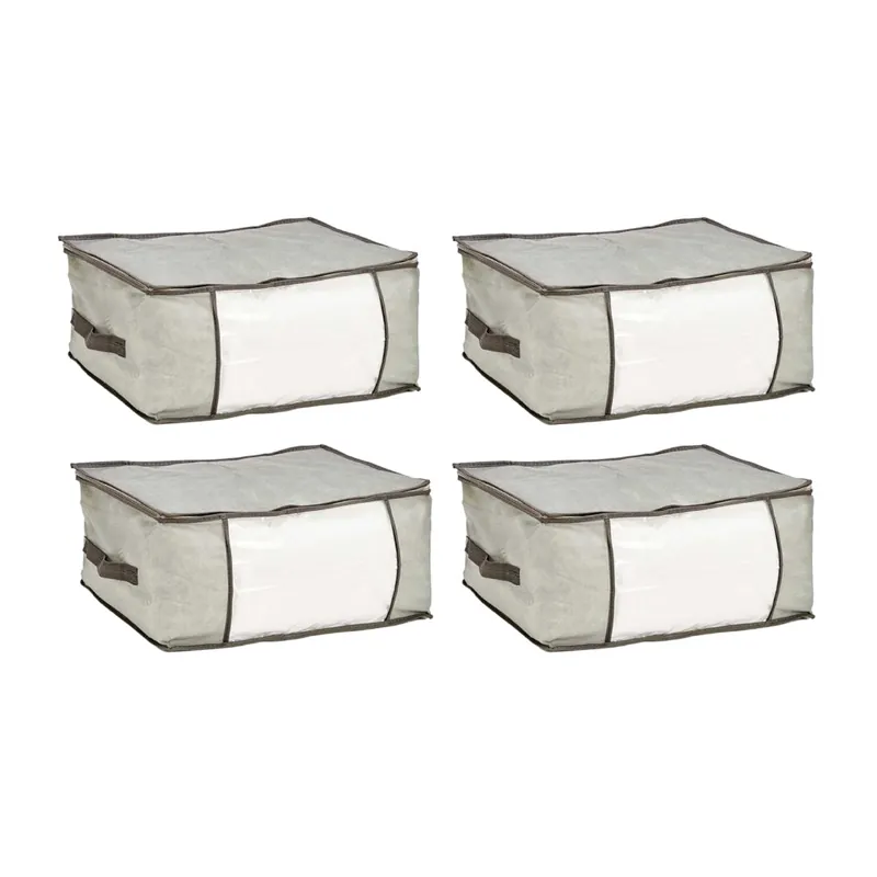 Kit 4pz Contenitori Indumenti Scatole 45x30x20cm per Piumoni Organizer Armadio