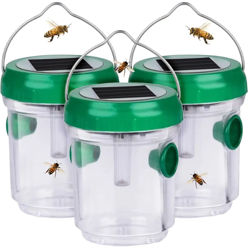 Set 3 Trappole per Vespe con Lampada Solare Trappola per Insetti da Esterno