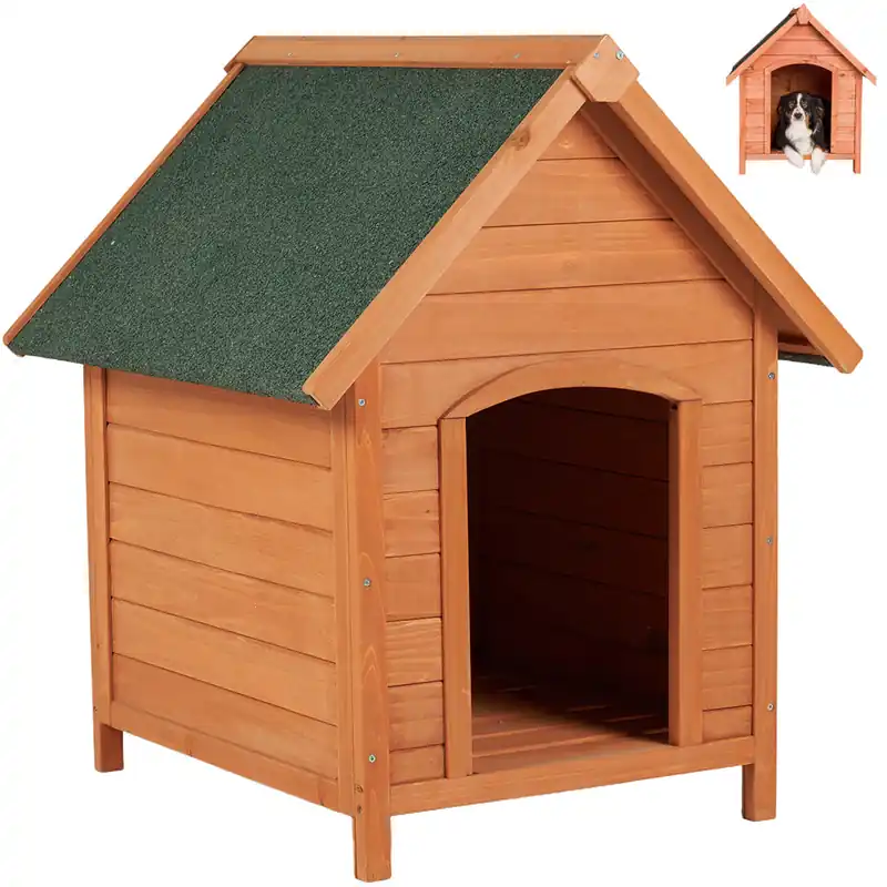 Cuccia in Legno per Cani 74 x 65 cm Casetta Rialzata Animali Domestici da Esterno