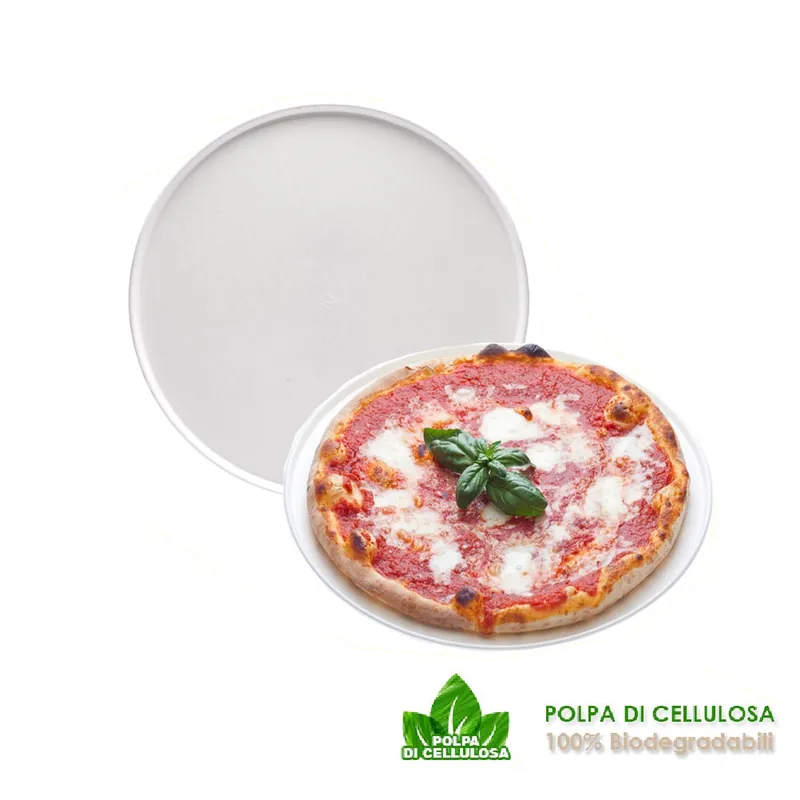 Piatti Monouso Pizza 50pz 32.5 cm 100% Biodegradabili Bianco piatto da tavola