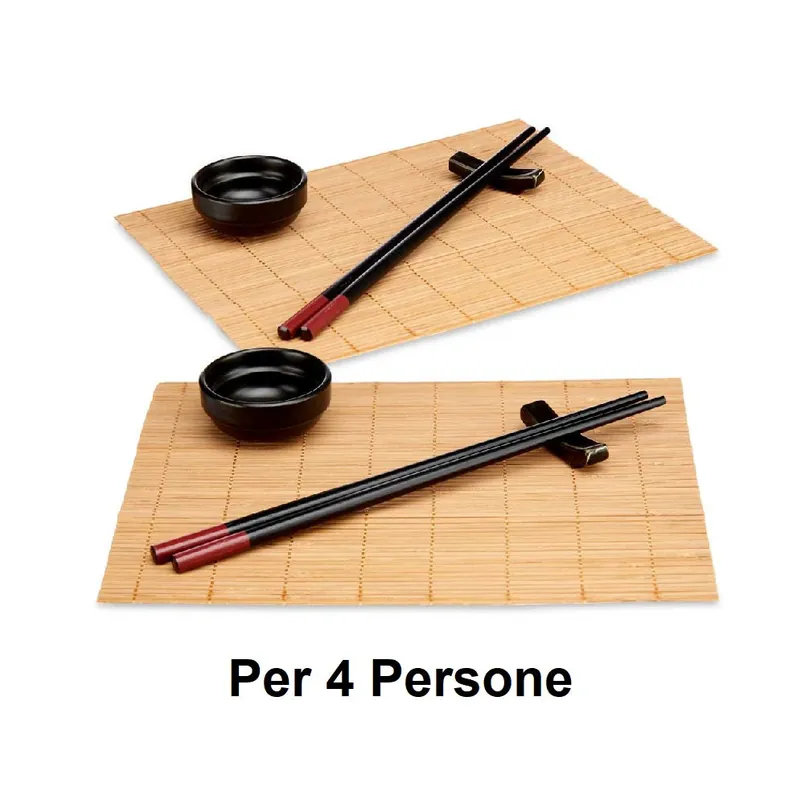 Set Completo Sushi per 4 Persone In Ceramica e Bambù 16 Pezzi cucina