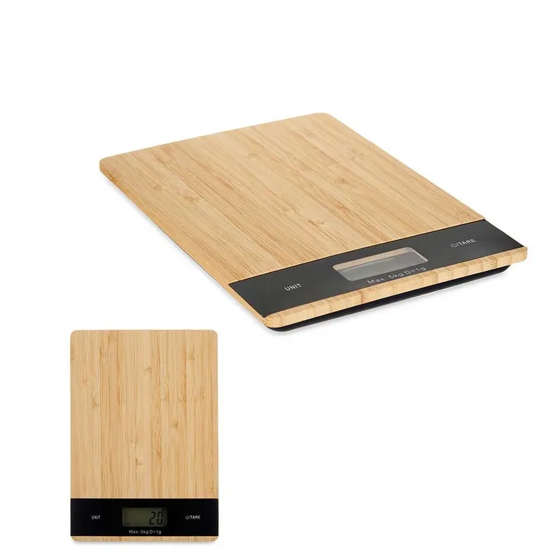 Bilancia da Cucina Digitale Ultra sottile in Legno di Bambù 5KG 21x15cm Touch