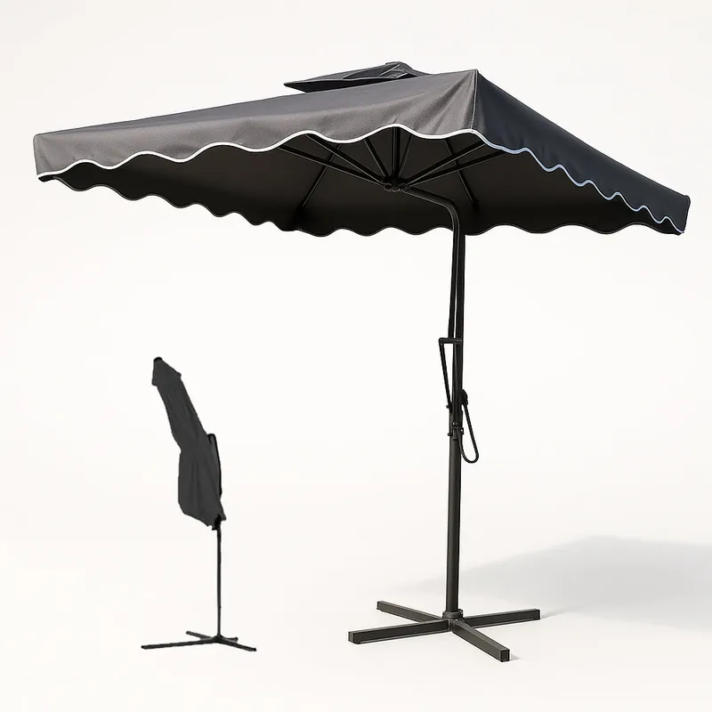 Ombrellone Giardino Decentrato 2,5mt Grigio con pendente Palo Metallo Gazebo