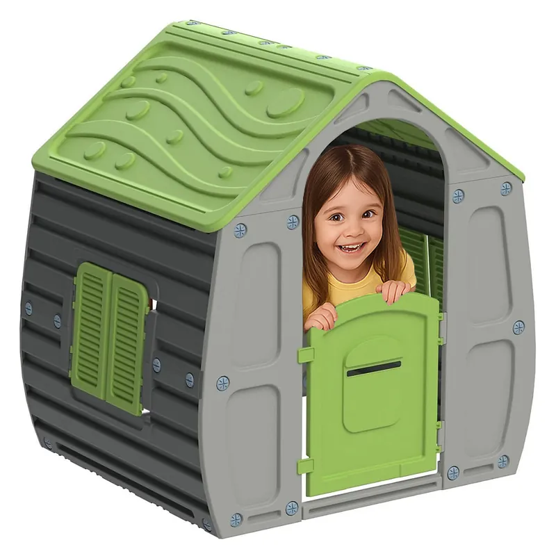 Casetta Casetta per Bambini in Plastica Verde per Interni e Esterni 102x90x109cm