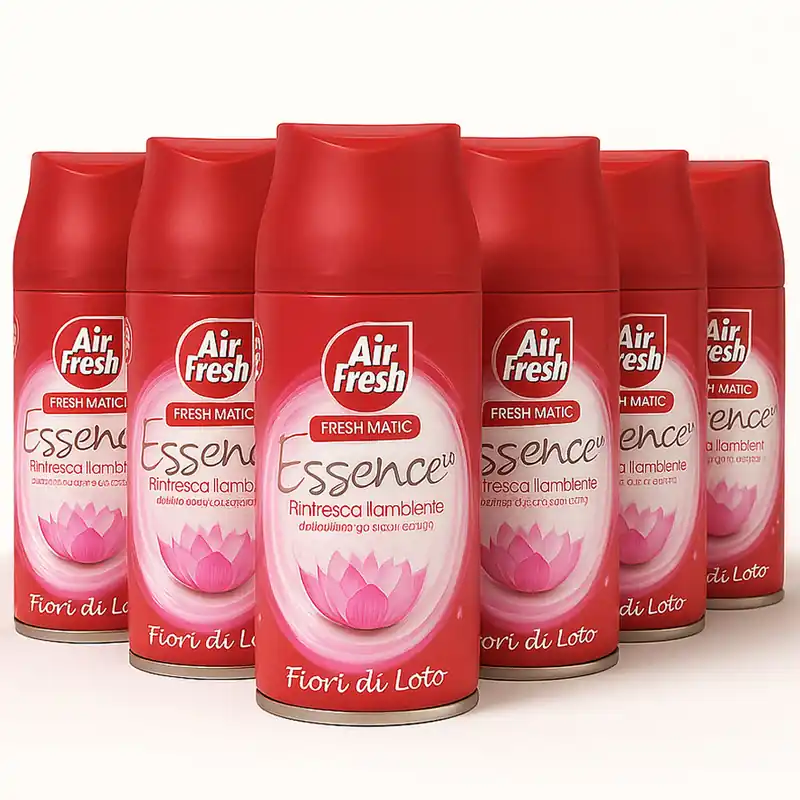 AIR FRESH Deomatic Set 6x250ml Ricarica Spray Profumatore Ambiente Fiore di Loto